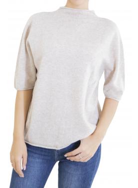 Maglia mezzo collo a maniche 3/4 morbida  misto cashmere 